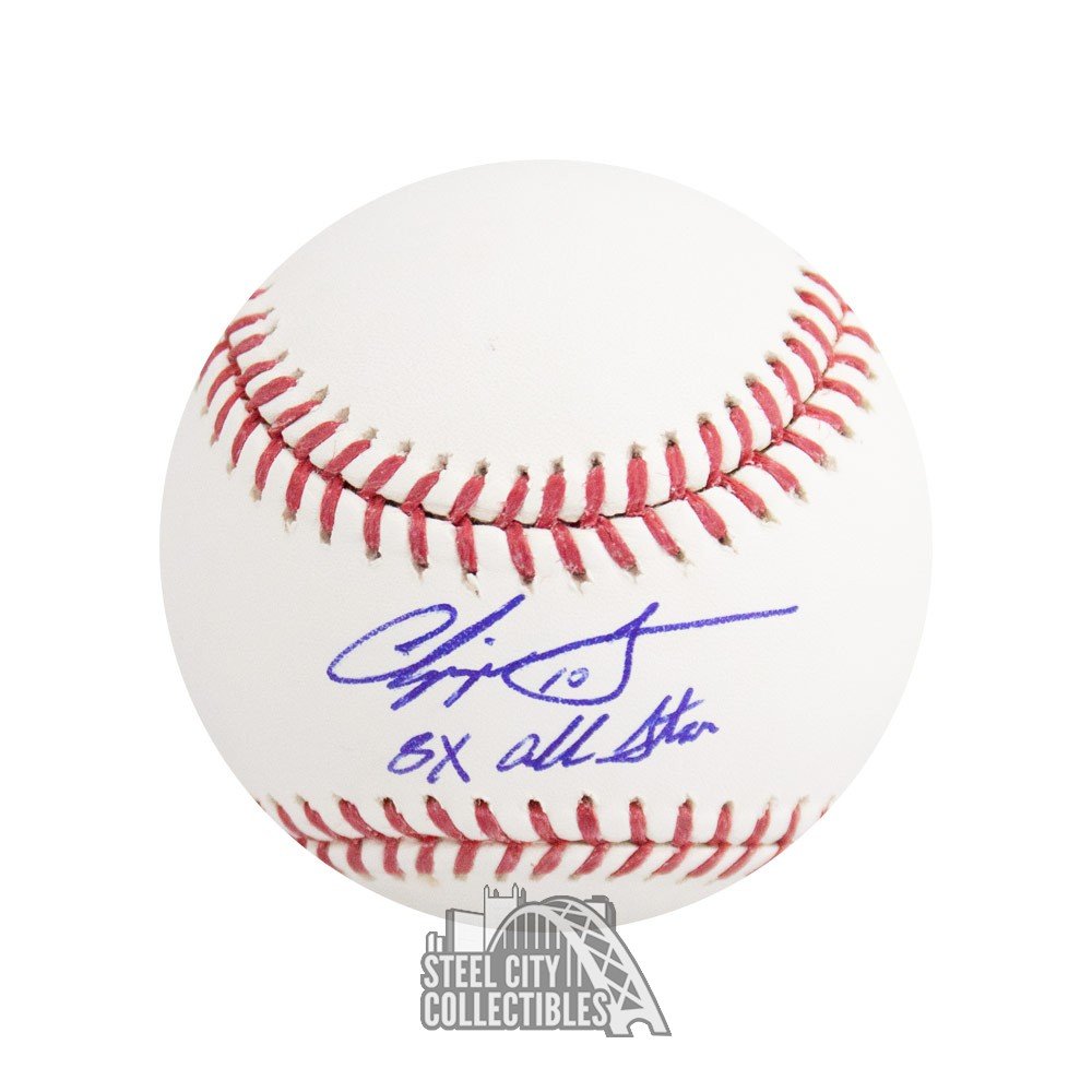 Larry Wayne Chipper Jones Stats Autographed Official MLB Baseball - BAS COA  (16 Inscriptions)