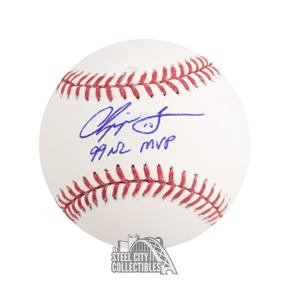 Larry Wayne Chipper Jones Stats Autographed Official MLB Baseball - BAS COA  (16 Inscriptions)