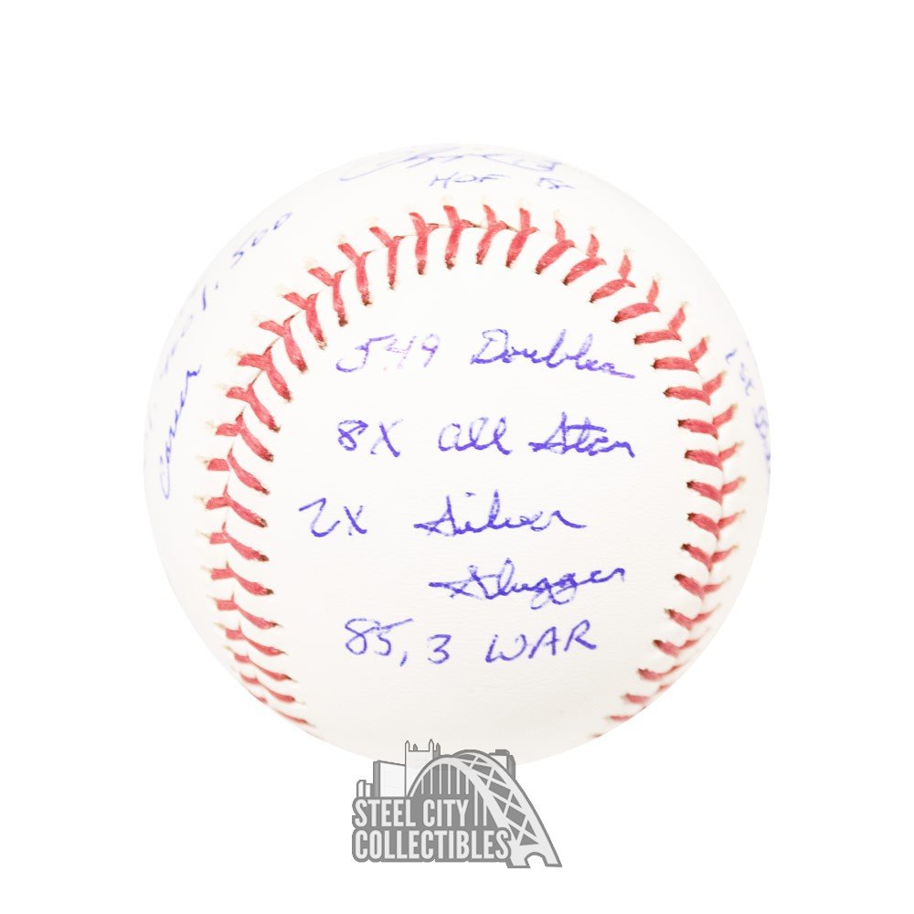 Chipper Jones Stats Autographed Official MLB Baseball - BAS COA