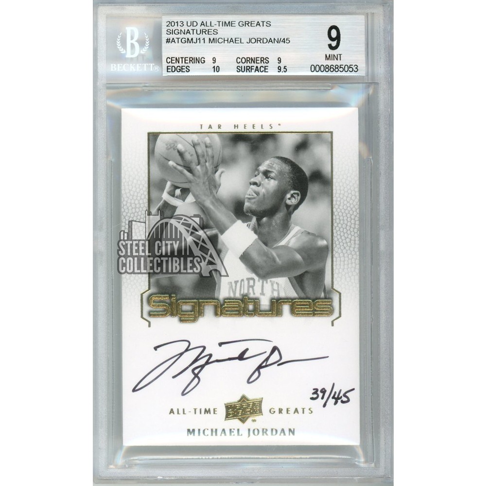 Michael Jordan 2013 Upper Deck All Time Greats Autograph Card 39/45 BGS 9  BAS 10