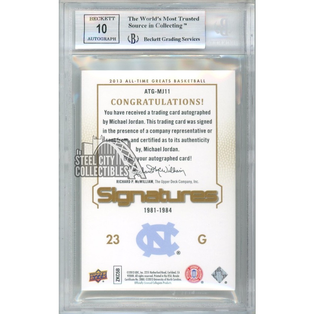 Michael Jordan 2013 Upper Deck All Time Greats Autograph Card 39/45 BGS 9  BAS 10