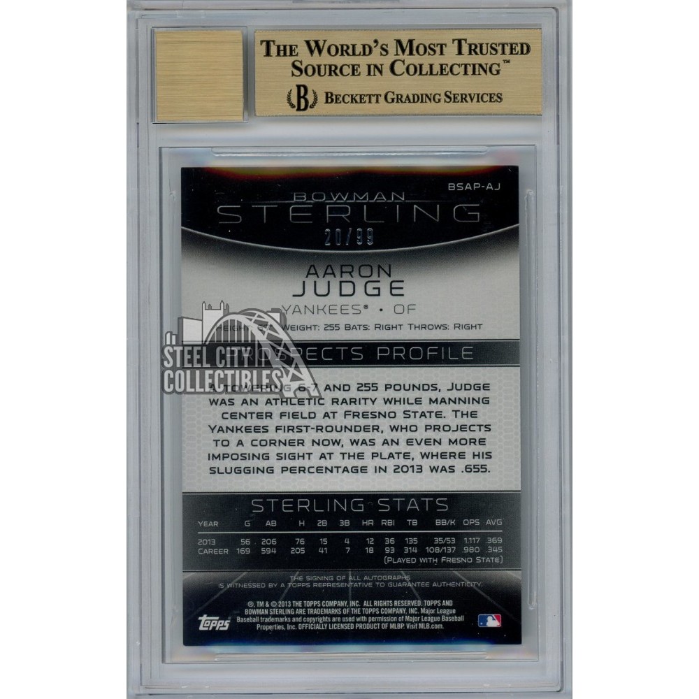 Aaron Judge 2013 Bowman Sterling Baseball Rookie Autograph Card BGS 9.5 (B)