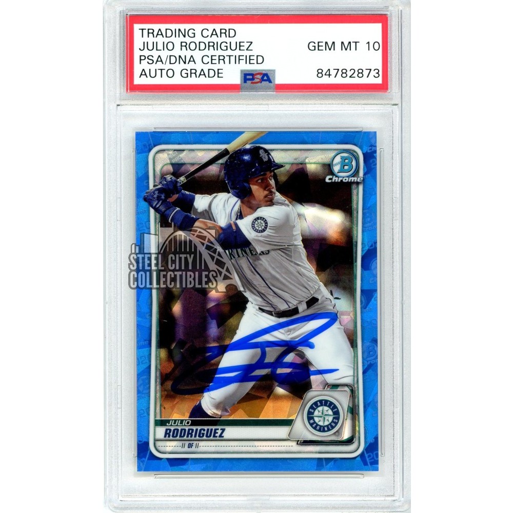 Julio Rodriguez 2020 Bowman Chrome Sapphire Autograph Card #BCP-19 PSA ...