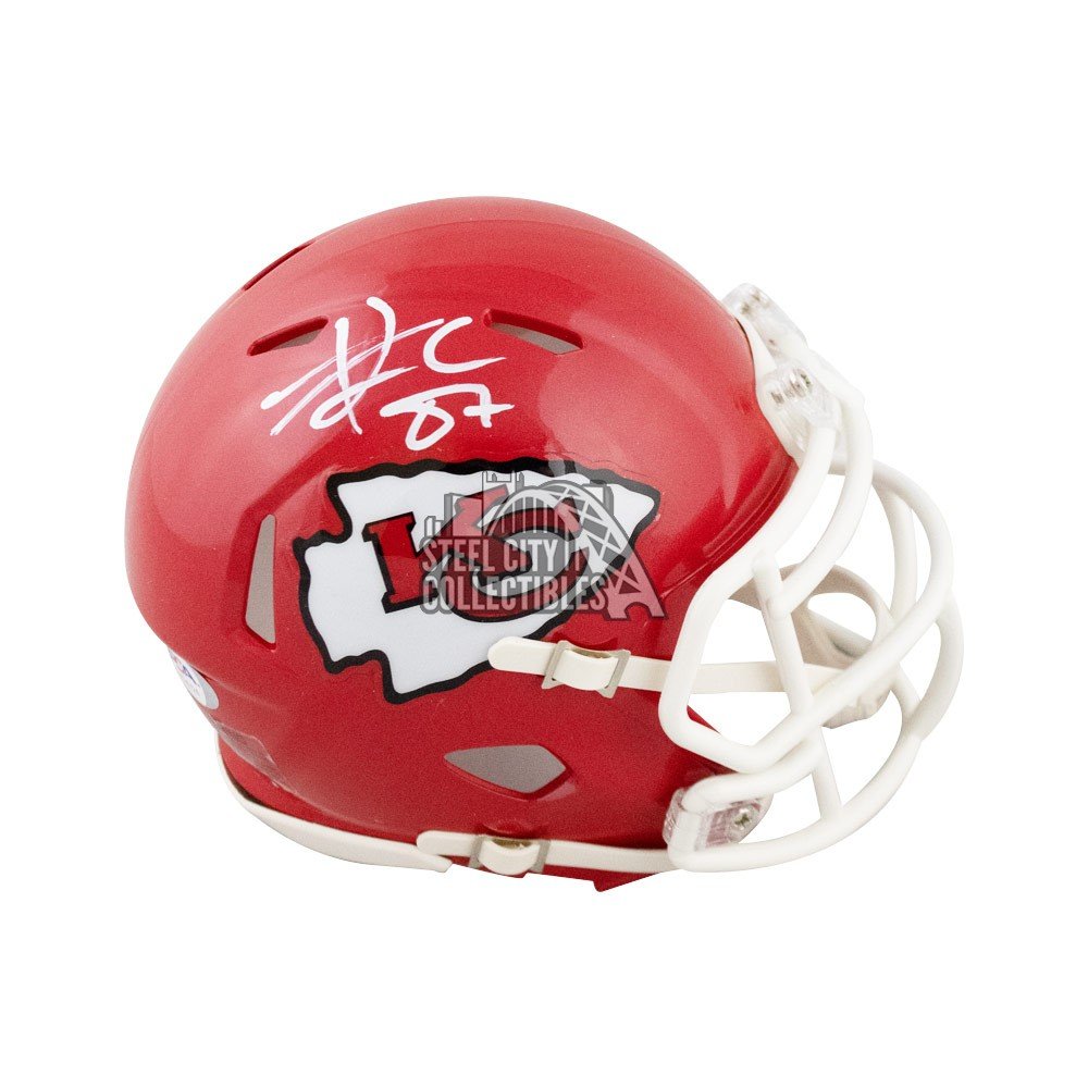 Travis Kelce Autographed Kansas City Chiefs Flat White Mini Football Helmet  - BAS