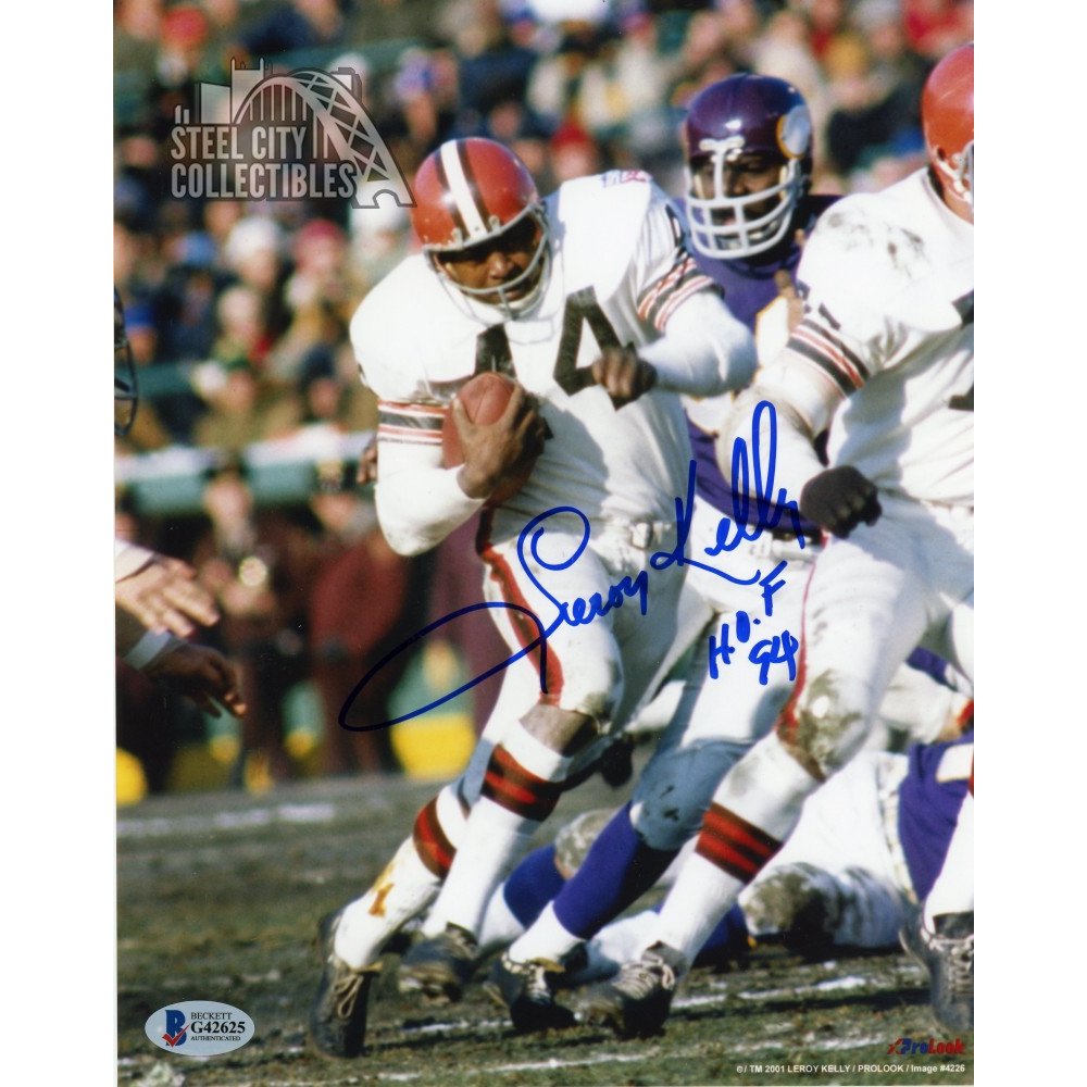 Leroy Kelly Autographed/Signed Cleveland Browns 8×10 Photo HOF BAS 25554 PF  – Denver Autographs