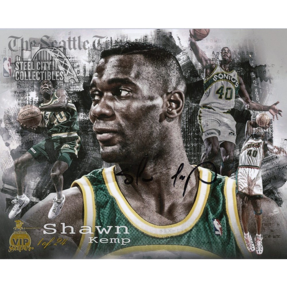 Shawn Kemp Autographed Cleveland Mitchell & Ness Black Basketball Jersey  (XL) - BAS