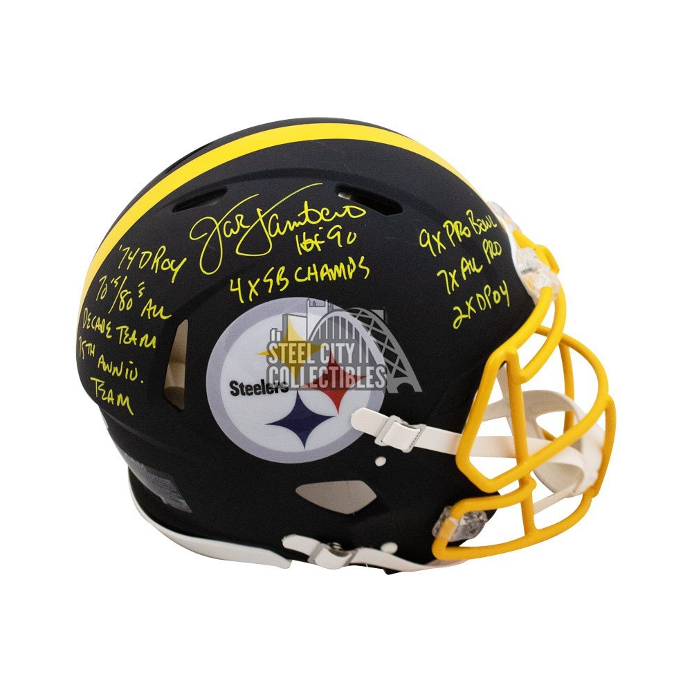 Jack Lambert Autographed Steelers Flat Black Authentic Full-Size Football  Helmet - BAS COA (8 Inscriptions)
