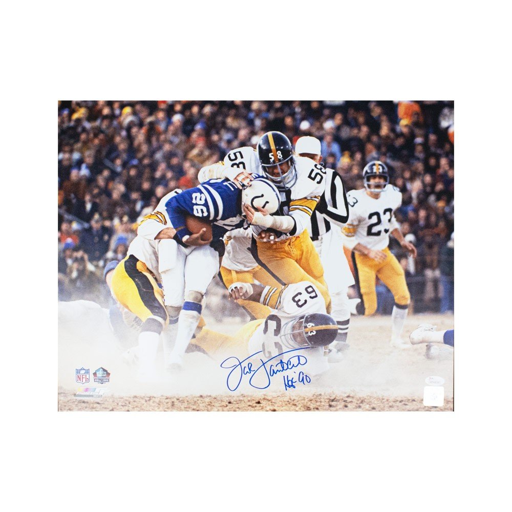 Jack Lambert Autographed Pittsburgh Steelers Framed 16×20 Photo HOF JSA  26852 – Denver Autographs