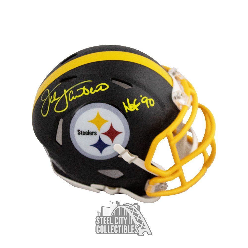 Jack Lambert HOF 90 Autographed Pittsburgh Steelers Chrome Mini Football  Helmet - BAS COA