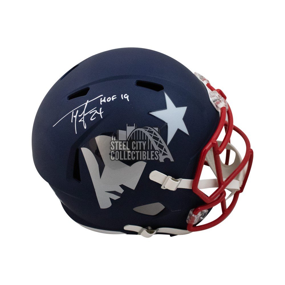 Ty Law Autographed New England Patriots Full-Size Football Helmet BAS 6  Inscrip