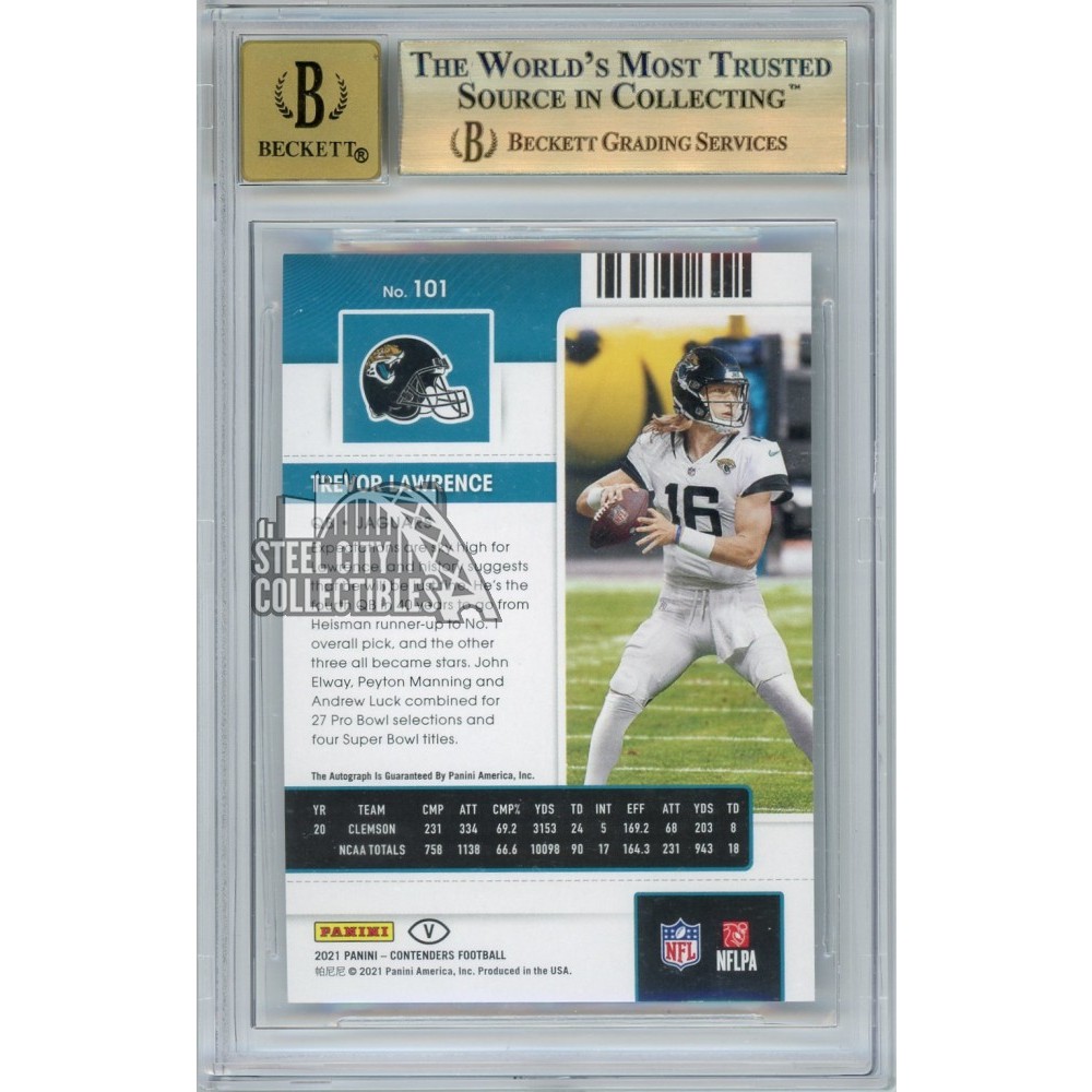 Trevor Lawrence 2021 Panini Contenders Autograph Rookie Playoff Ticket  Variation 16/49 Jersey # BGS 9.5