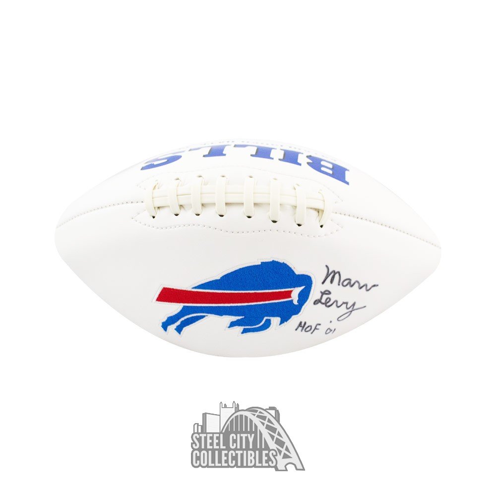 Marv Levy Buffalo Bills Logo Autographed Football (JSA) HOF Inscriptio — RSA