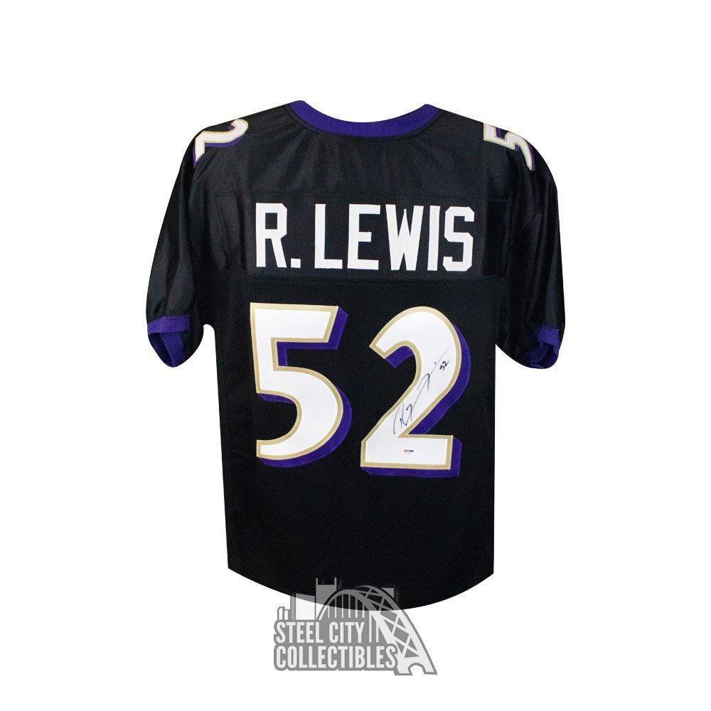 Ravens-Ravens Ray Lewis Authentic Signed Black Jersey Autographed PSA/