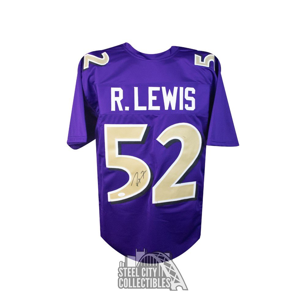 Ray Lewis Autographed Baltimore Custom Football Jersey - JSA COA