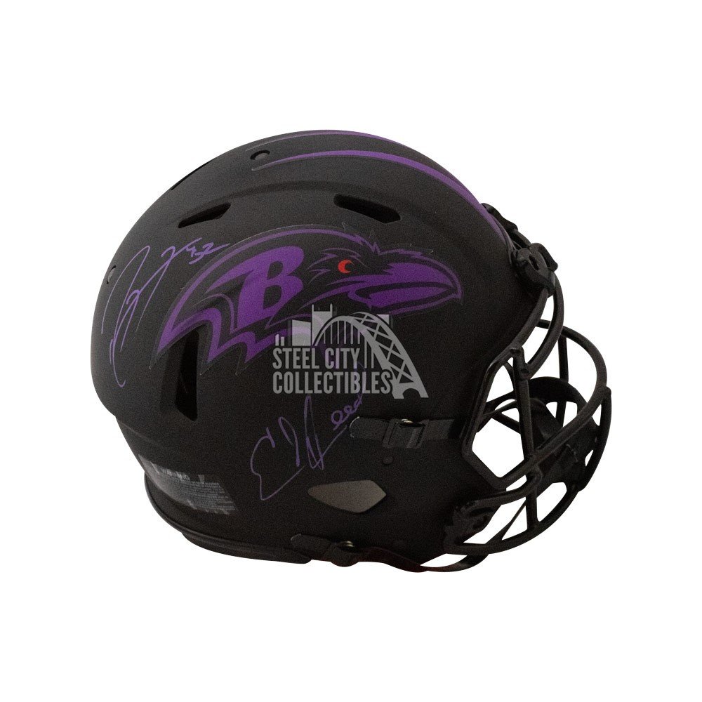 Ray Lewis Ed Reed Autographed Baltimore Ravens Eclipse Authentic Full-Size Football  Helmet - BAS (Purple Ink)
