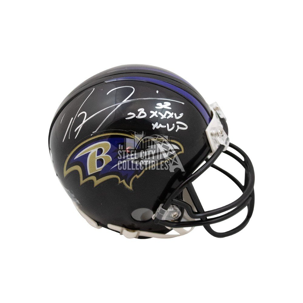 Ray Lewis Autographed Baltimore Ravens Flat White Mini Football