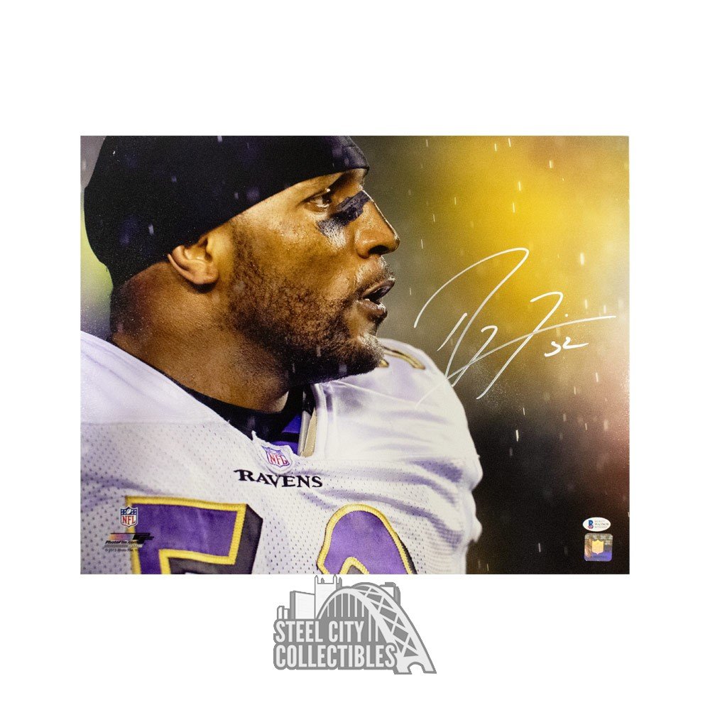 Ray Lewis / Autographed Baltimore Ravens White Custom Football Jersey / COA