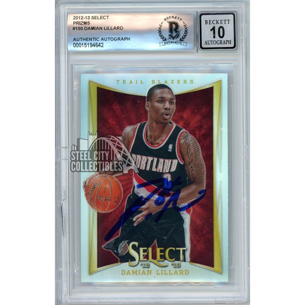 Damian Lillard 2012-13 Panini Select Silver Autograph Rookie Card #150 ...