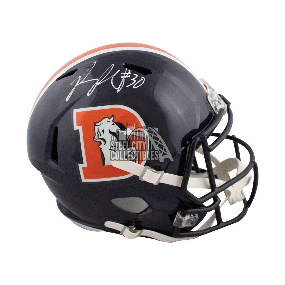 Download Phillip Lindsay Autographed Denver Broncos Color Rush Full-Size Football Helmet - JSA COA ...