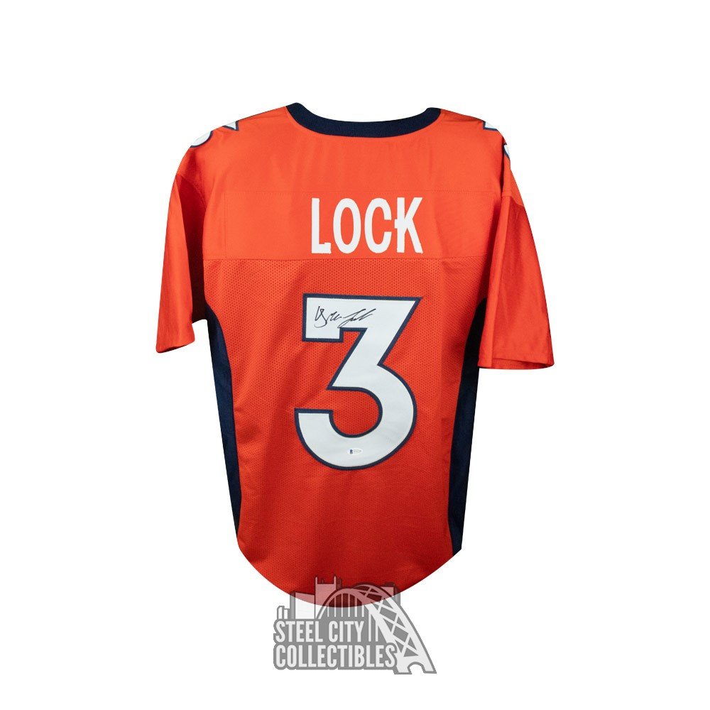 Drew Lock Denver Broncos Signed Autographed Orange #3 Custom