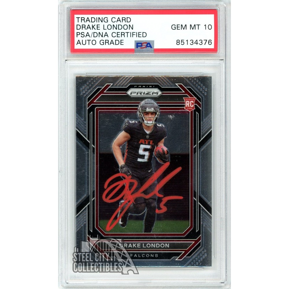 Drake London 2022 Panini Prizm Autograph Rookie Card #308 PSA/DNA 10 ...