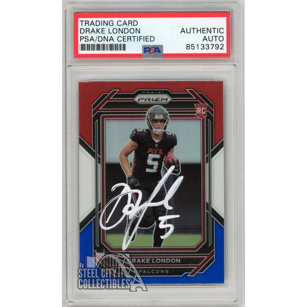 Drake London 2022 Panini Prizm Red White Blue Autograph Rookie Card ...