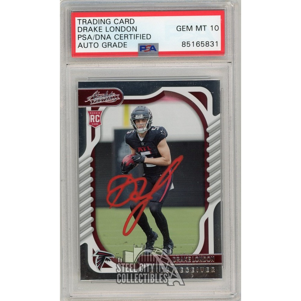 Drake London 2022 Panini Absolute Autograph Rookie Card #107 PSA/DNA 10 ...