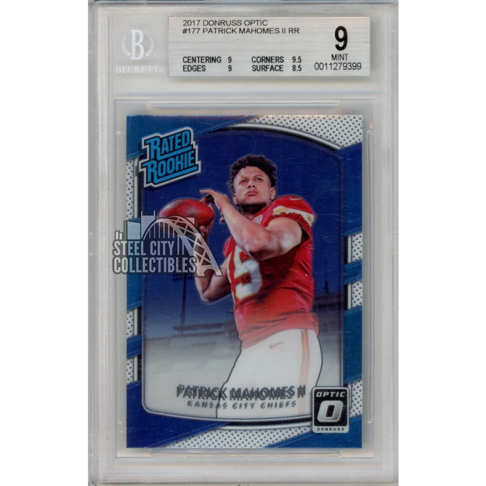 Patrick Mahomes Beckett Near Mint/Mint Graded Rookie shops Card