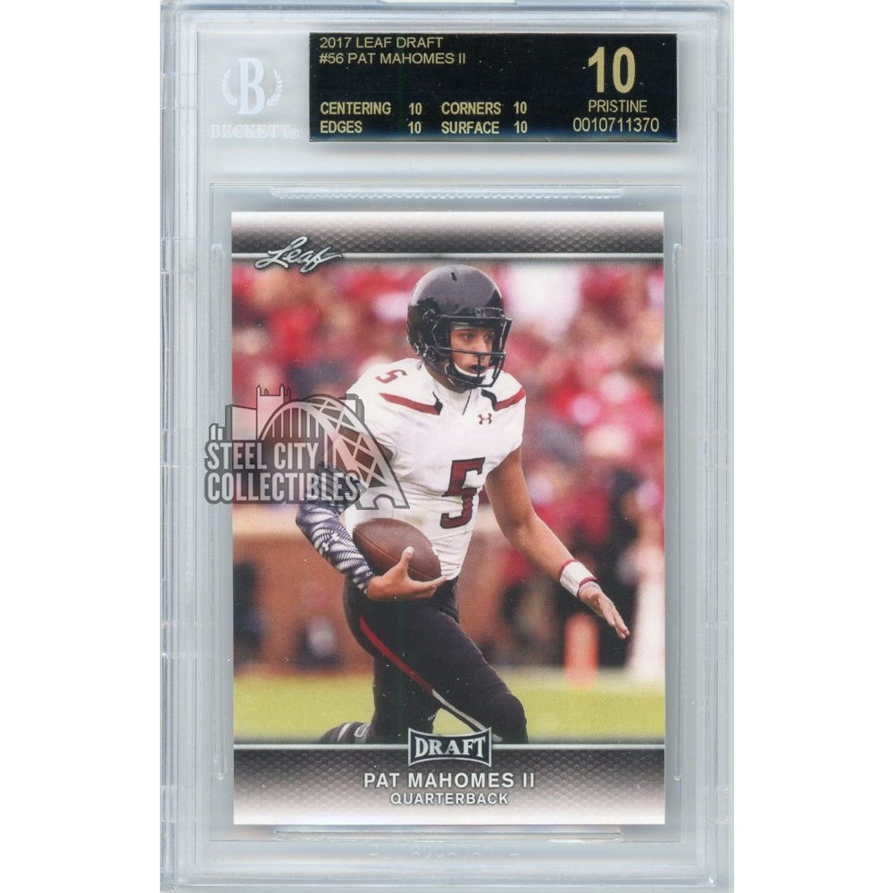 Patrick Mahomes 2017 Leaf Draft #56 Gold Rookie - BGS 10 Pristine Black  Label