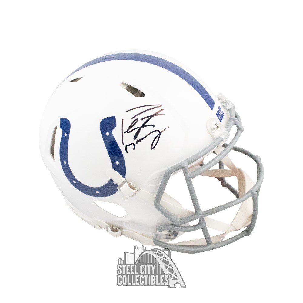 Peyton Manning Autographed Indianapolis Colts Flash Authentic Full-Size  Football Helmet - Fanatics (White Ink)