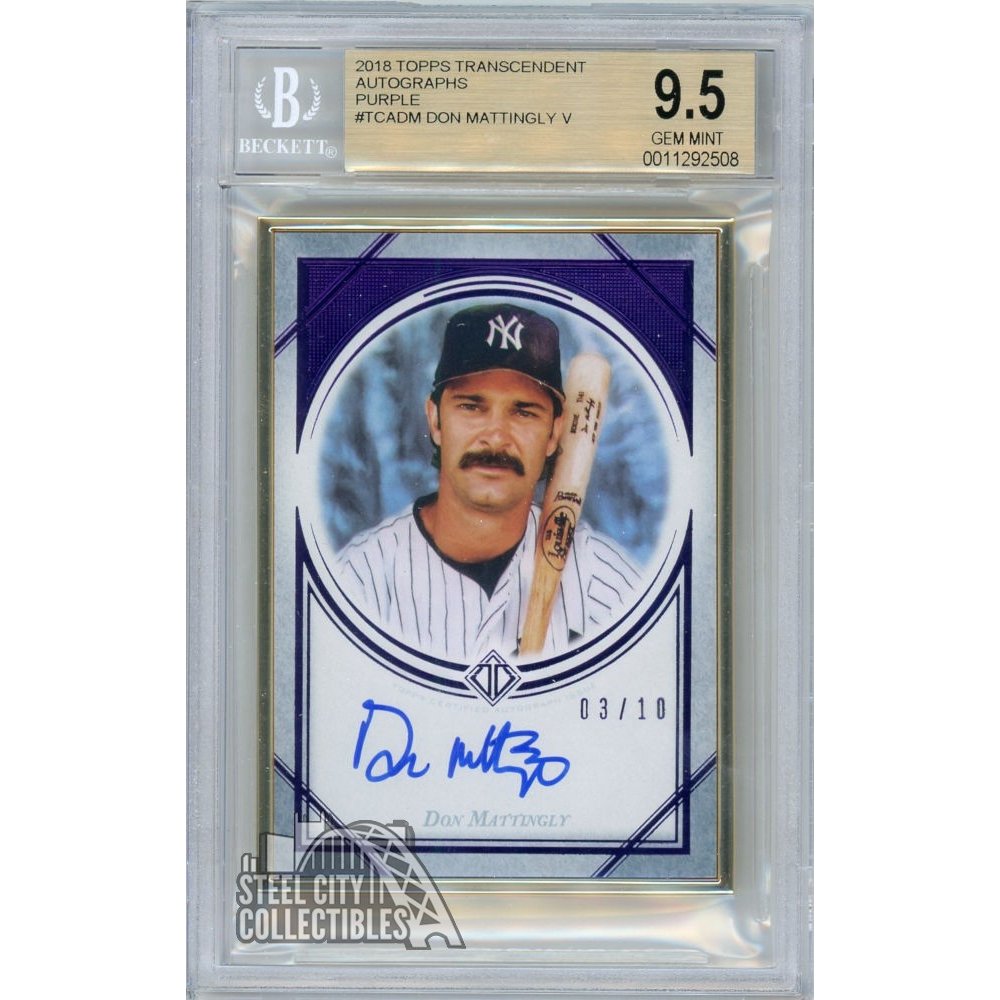 Don Mattingly 2018 Topps Transcendent Autograph Purple 3 10 Bgs