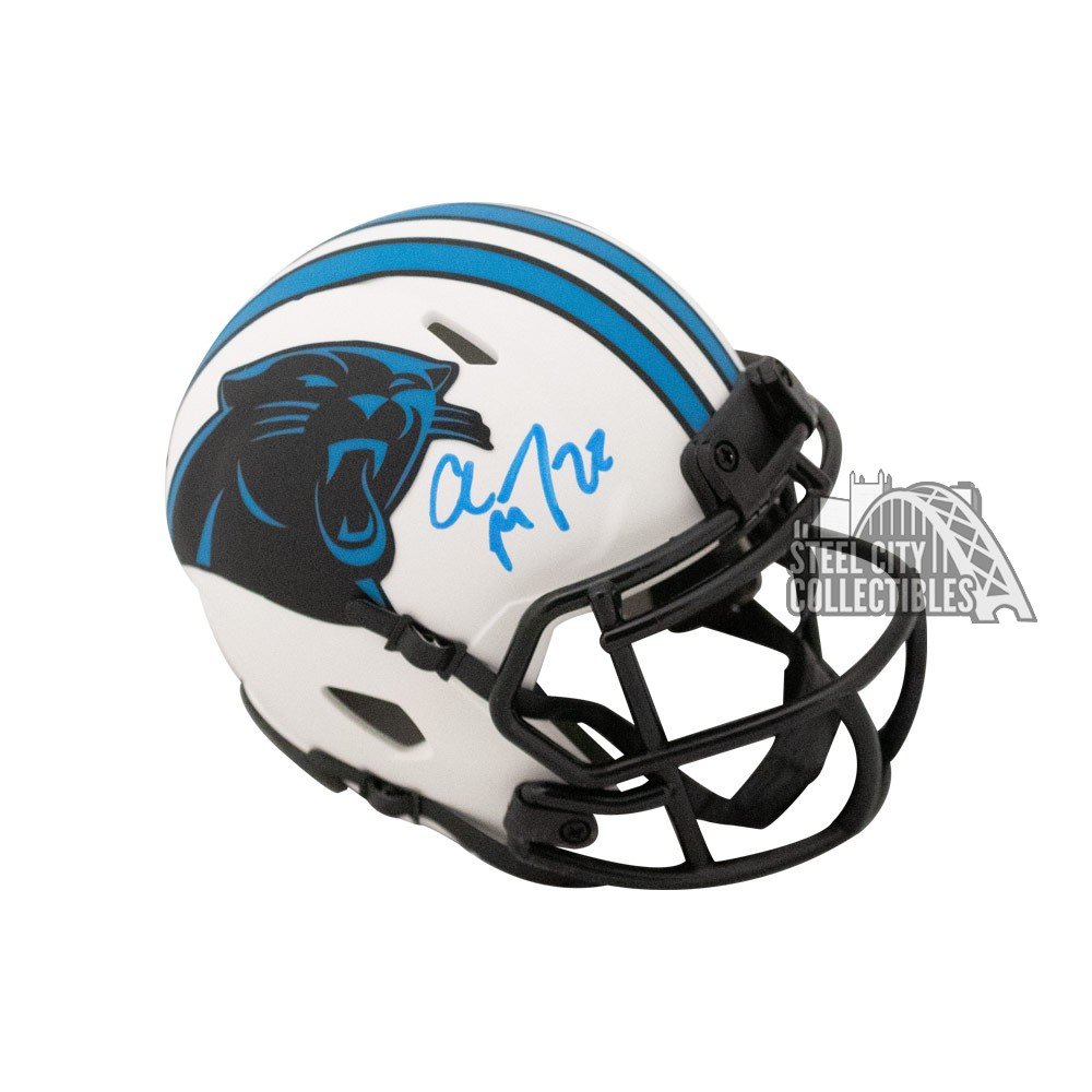 Shop Christian McCaffrey Carolina Panthers Signed Lunar Eclipse White Full  Size Replica Speed Helmet