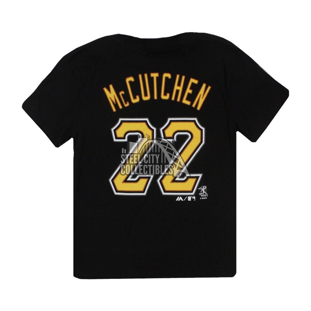 Andrew McCutchen Pittsburgh Pirates Majestic MLB Boys Black Name Number T Shirt Steel City Collectibles