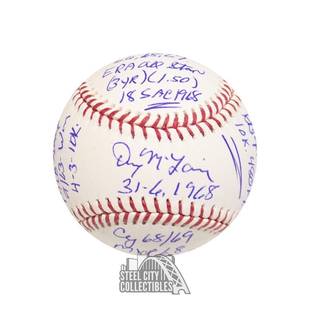Denny McLain Autographed Official MLB Baseball - PSA/DNA COA 16 Inscriptions