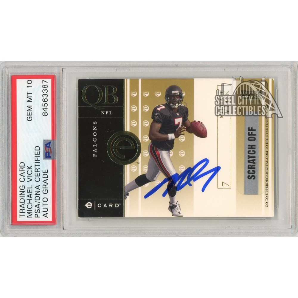 Michael Vick 2001 Upper Deck E Card Autograph Rookie Card EMV PSA/DNA