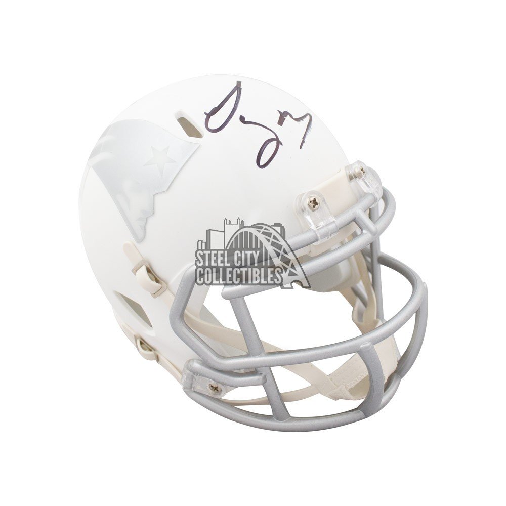 Sony Michel Autographed New England Patriots Ice Mini Football Helmet - JSA  COA