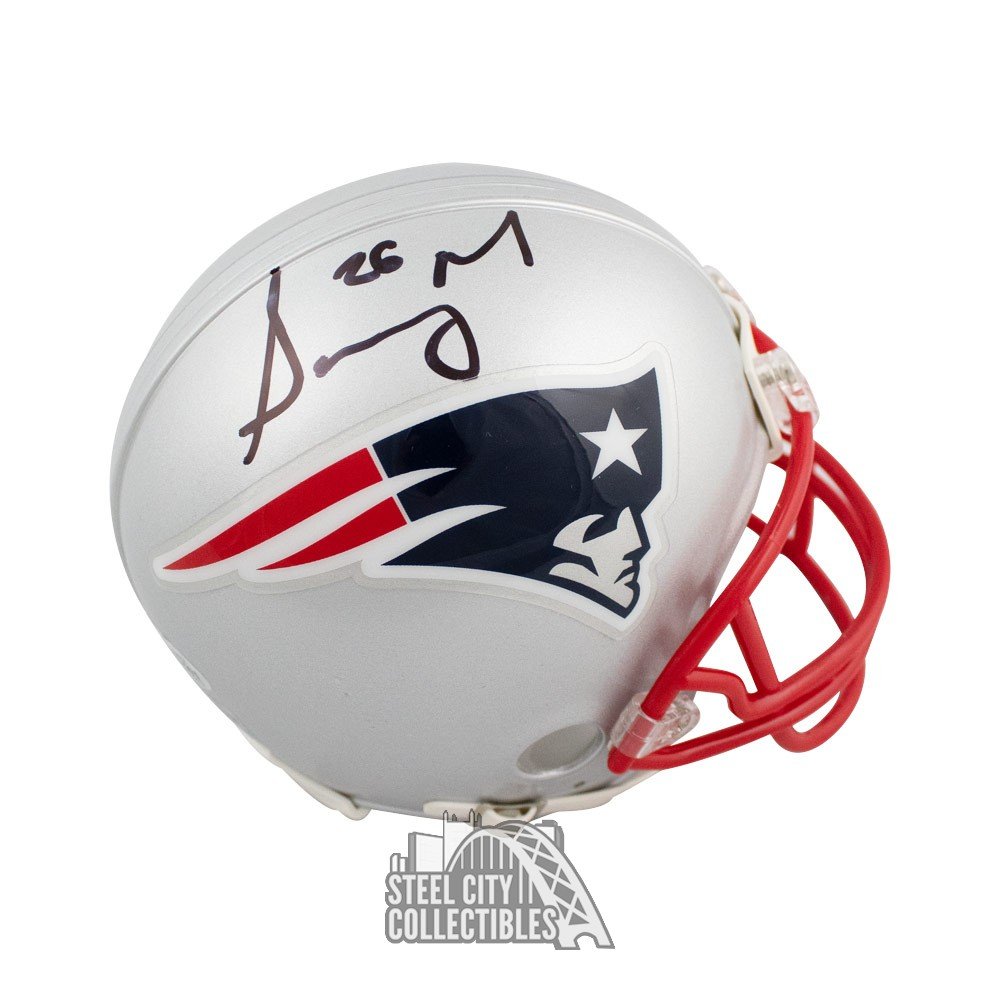 Sony Michel New England Patriots Signed New England Patriots Chrome Mini  Helmet (BAS COA)