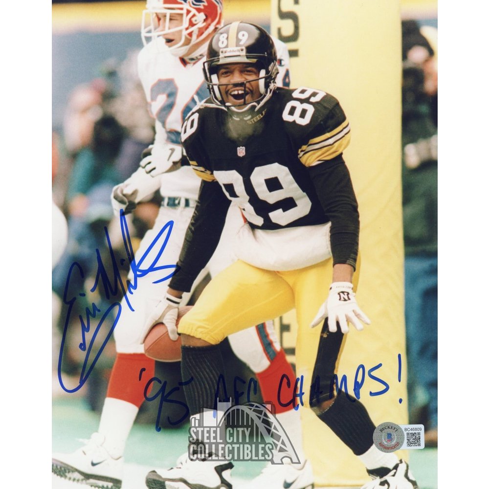 Ernie Mills 95 AFC Champs Autographed Pittsburgh Steelers 8x10 Photo - BAS