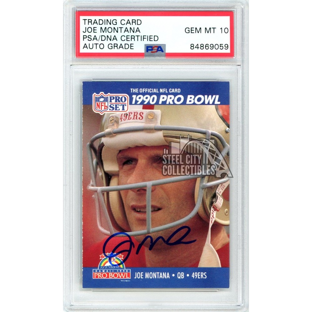Joe Montana 1990 Pro Set Pro Bowl Autograph Card #408 PSA/DNA 10