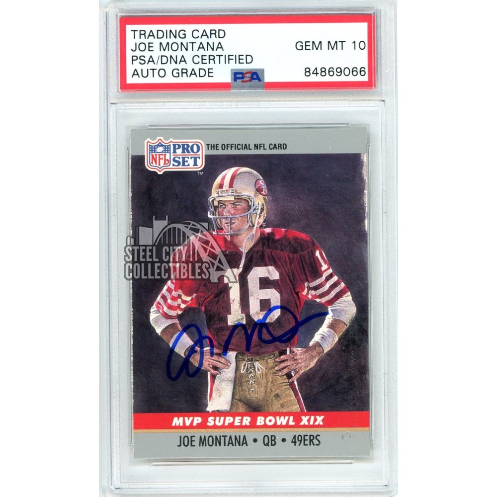 Joe Montana 1991 Pro Set Replay Autograph Card #329 PSA/DNA 10