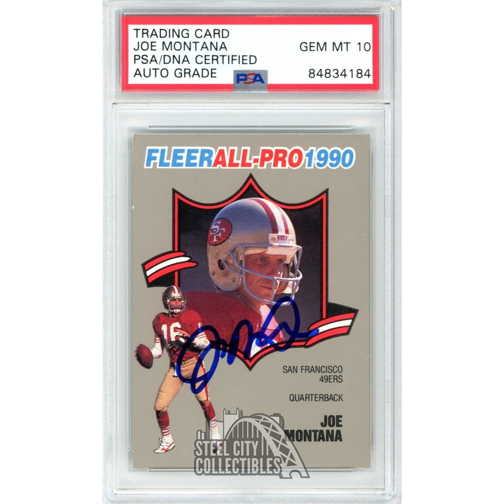 Joe Montana 1990 Fleer All Pro Autograph Card #1 PSA/DNA 10