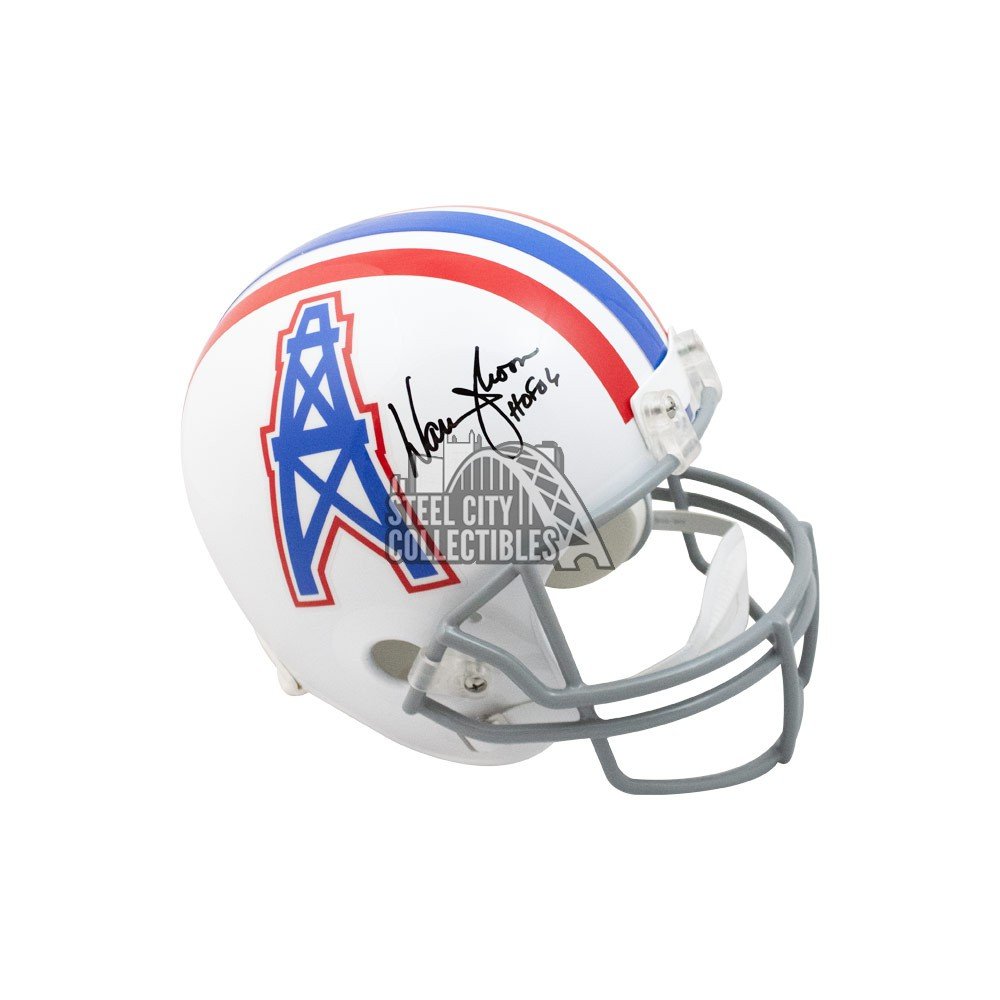 Warren Moon HOF 06 Autographed Oilers Replica Full-Size Football Helmet -  BAS COA