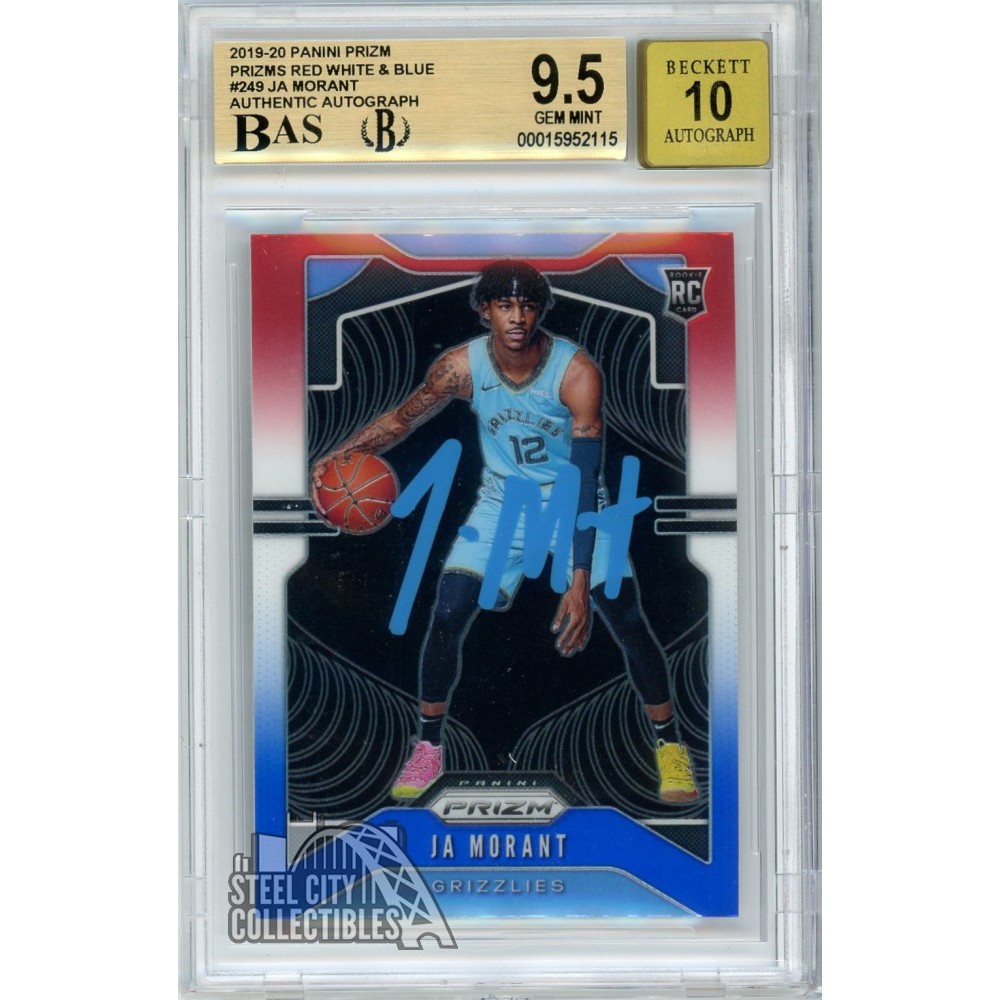 Ja Morant 2019-20 Panini Prizm Red White Blue Autograph Rookie Card ...