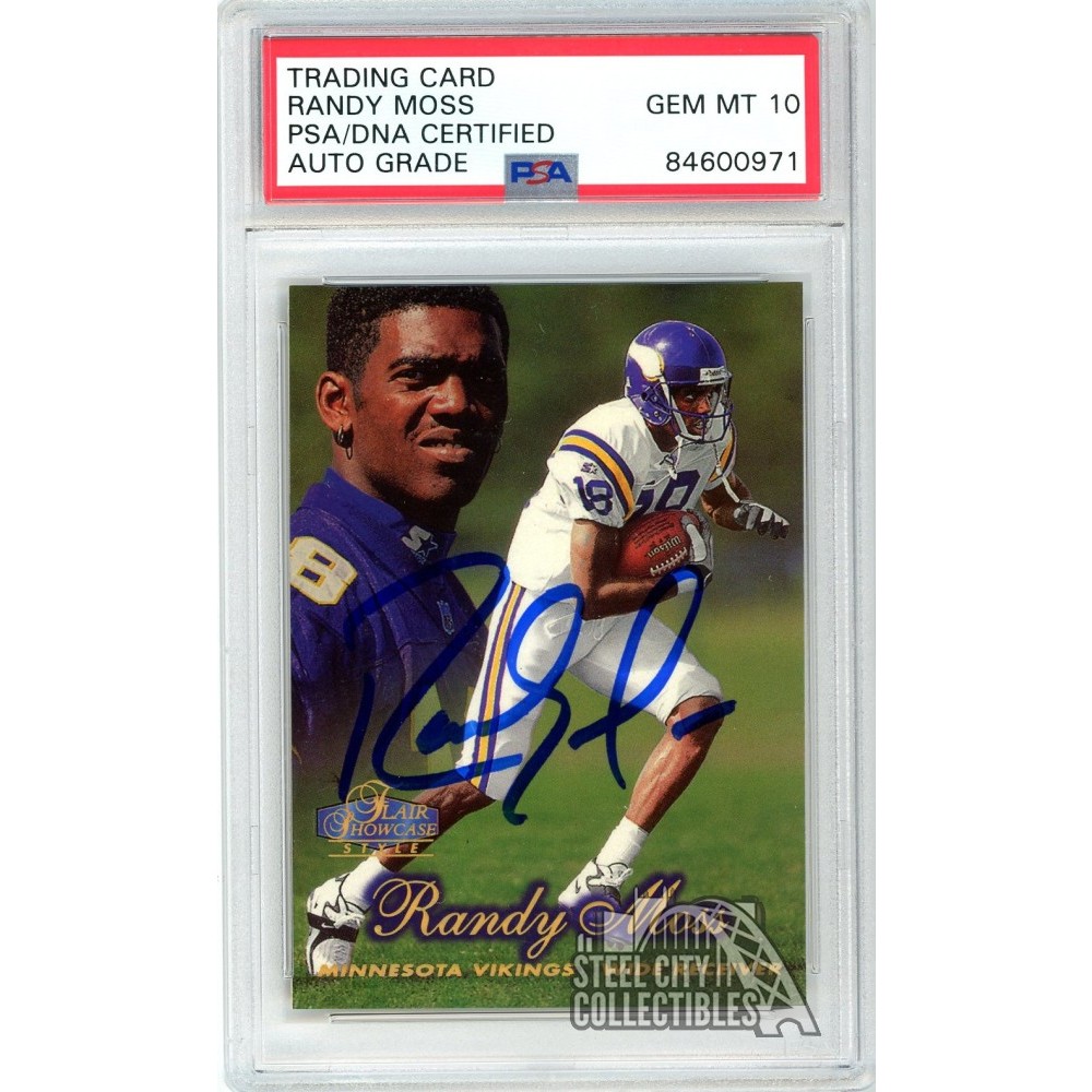 Randy Moss 1998 Flair Showcase Autograph Rookie Card Rc 225 Psa Dna 10