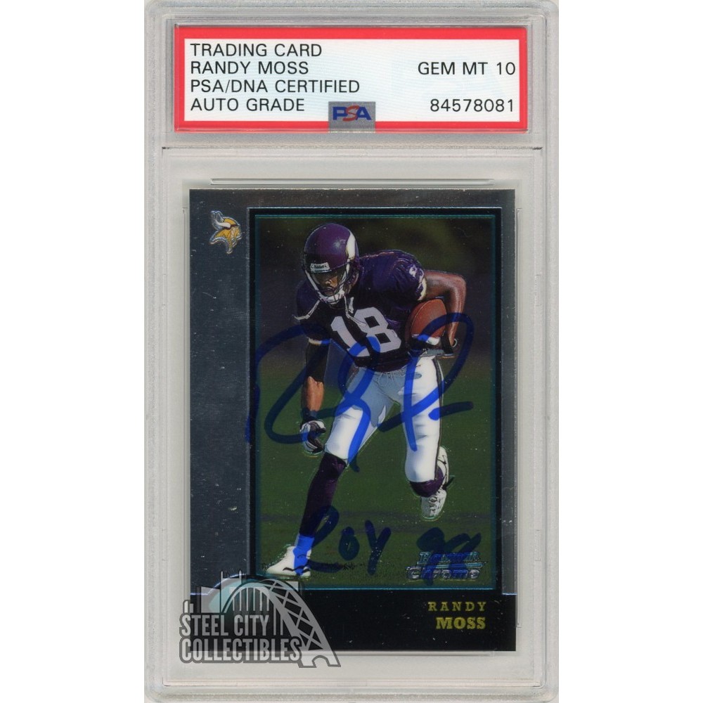 Randy Moss Signed 1998 Bowman Rookie Football Card #182 - Auto