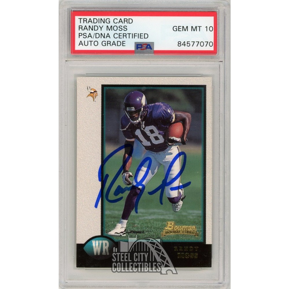 Randy Moss 1998 Bowman Autograph Rookie Card RC #182 PSA/DNA 10 | Steel ...