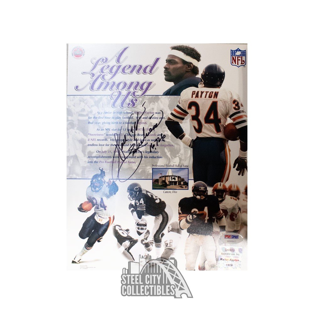 Walter Payton Sweetness 16726 Autographed Chicago Bears 8x10 Photo -  PSA/DNA LOA (Black Ink)