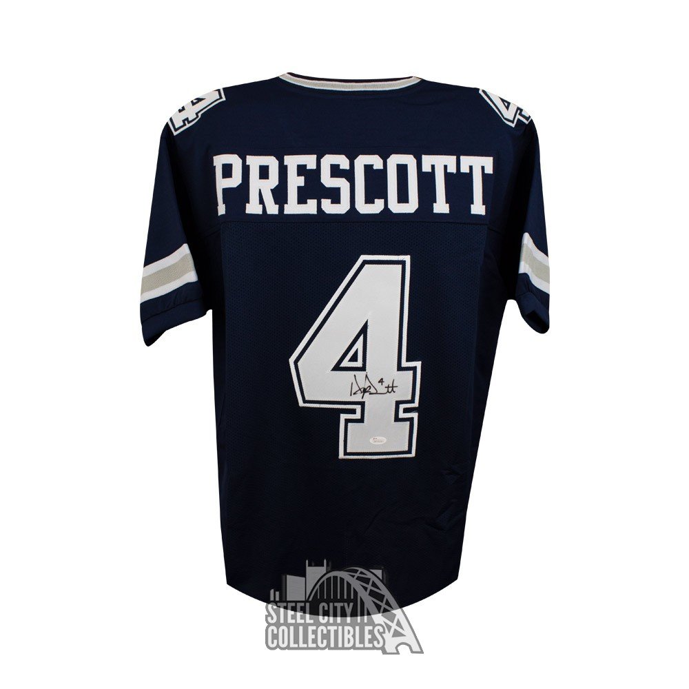 Dak Prescott Autographed Dallas Custom Blue Football Jersey - JSA COA ...