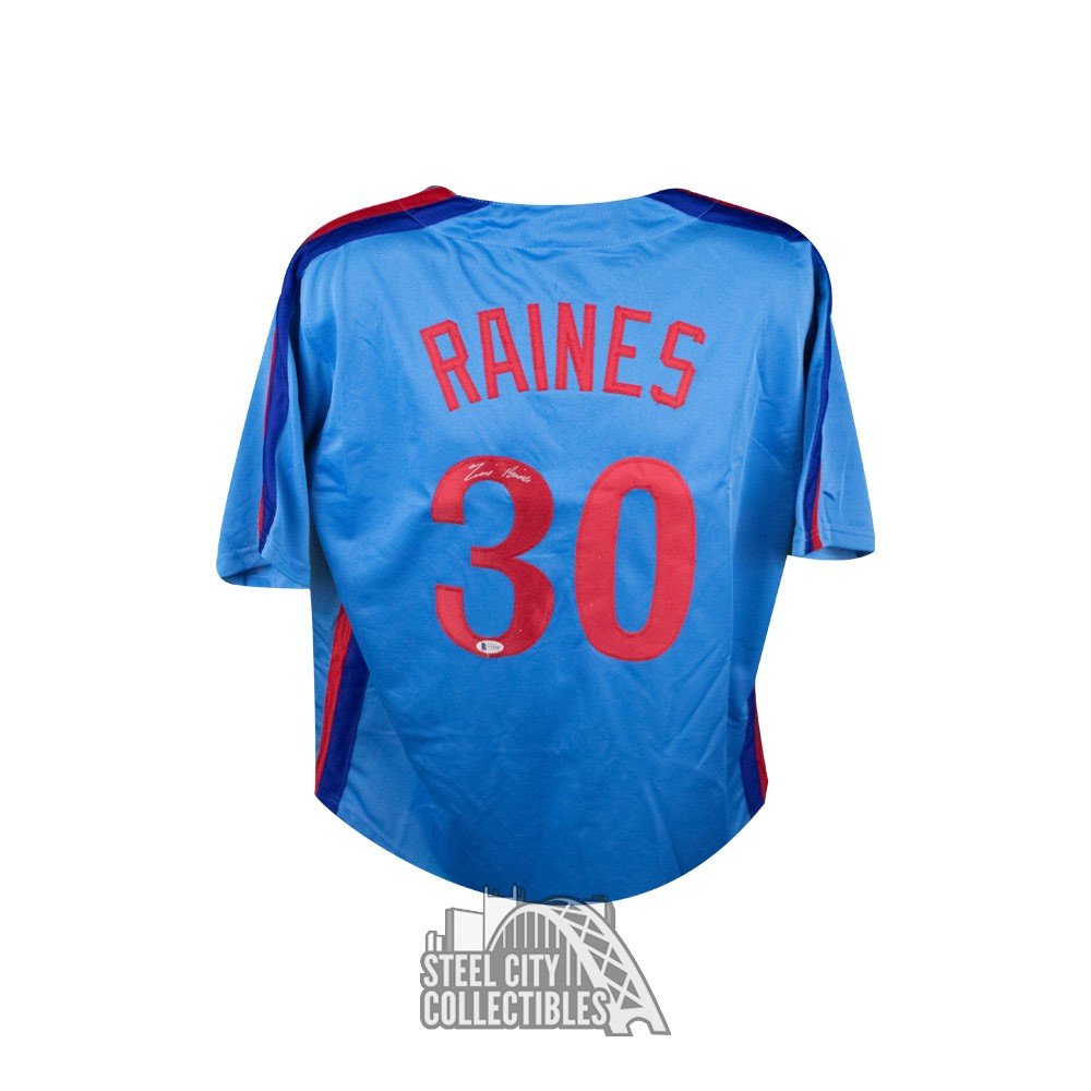 Tim Raines Autographed Montreal Expos Custom Blue Baseball Jersey