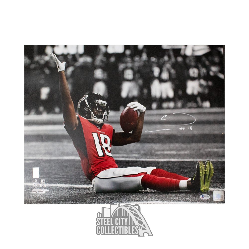 Calvin Ridley Autographed Atlanta Falcons Sitting 16x20 Photo - BAS COA